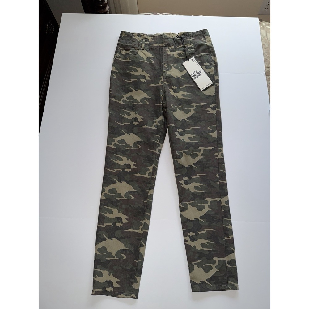 Almost Famous Women 13 Super High Rise Skinny Camo Jeans Pants Green Brown NWT